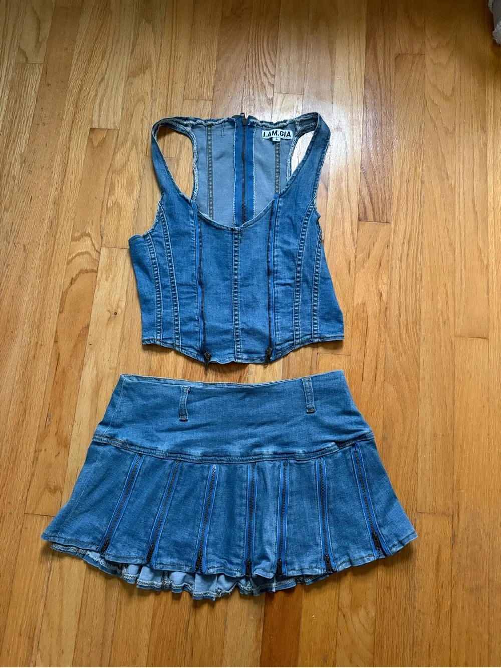 I.AM.GIA Light Blue Denim Top & Skirt Set - Picture 1 of 5